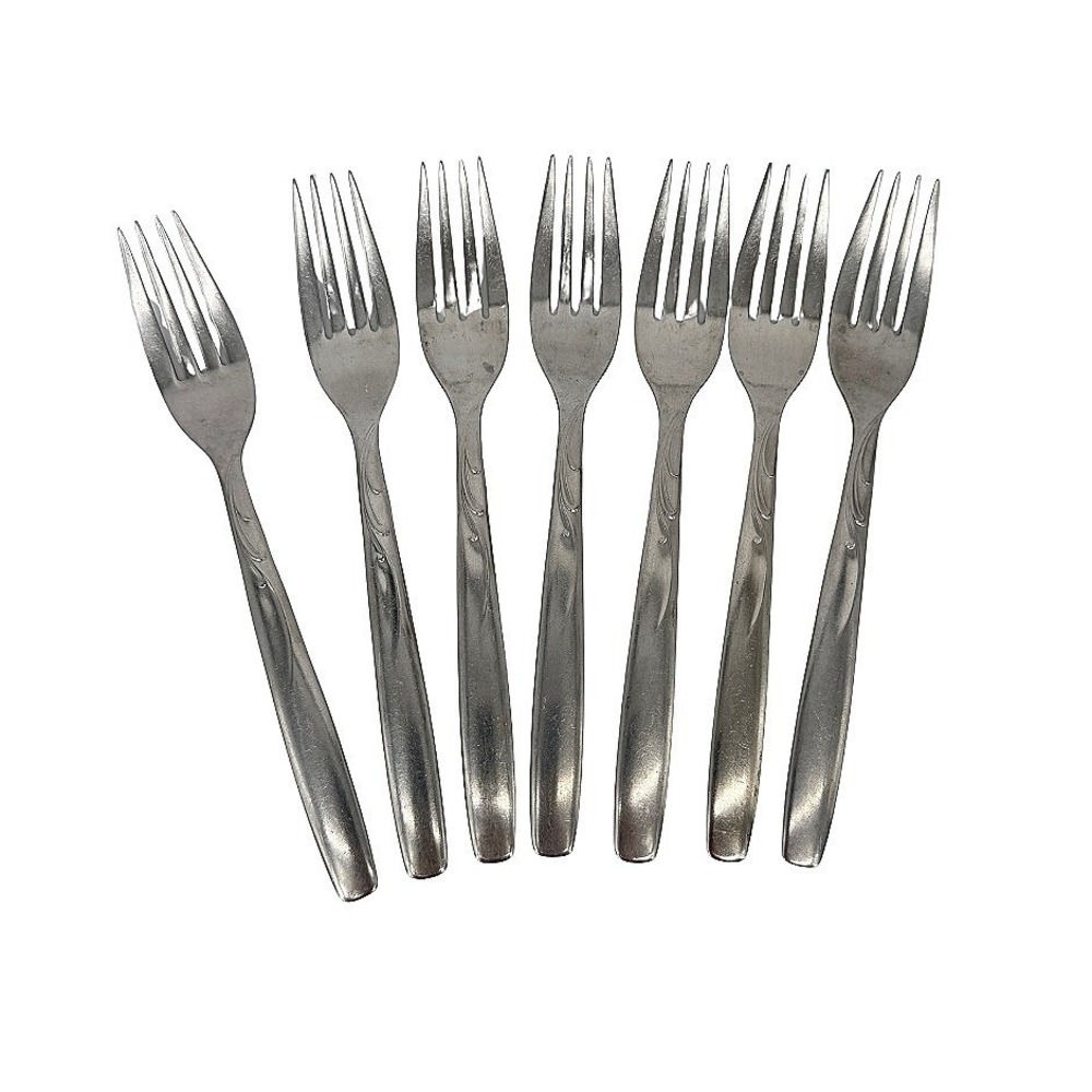 Isco Stainless Silverware USA Vintage Lot Of 7 Pieces Forks 7" Garden Manor